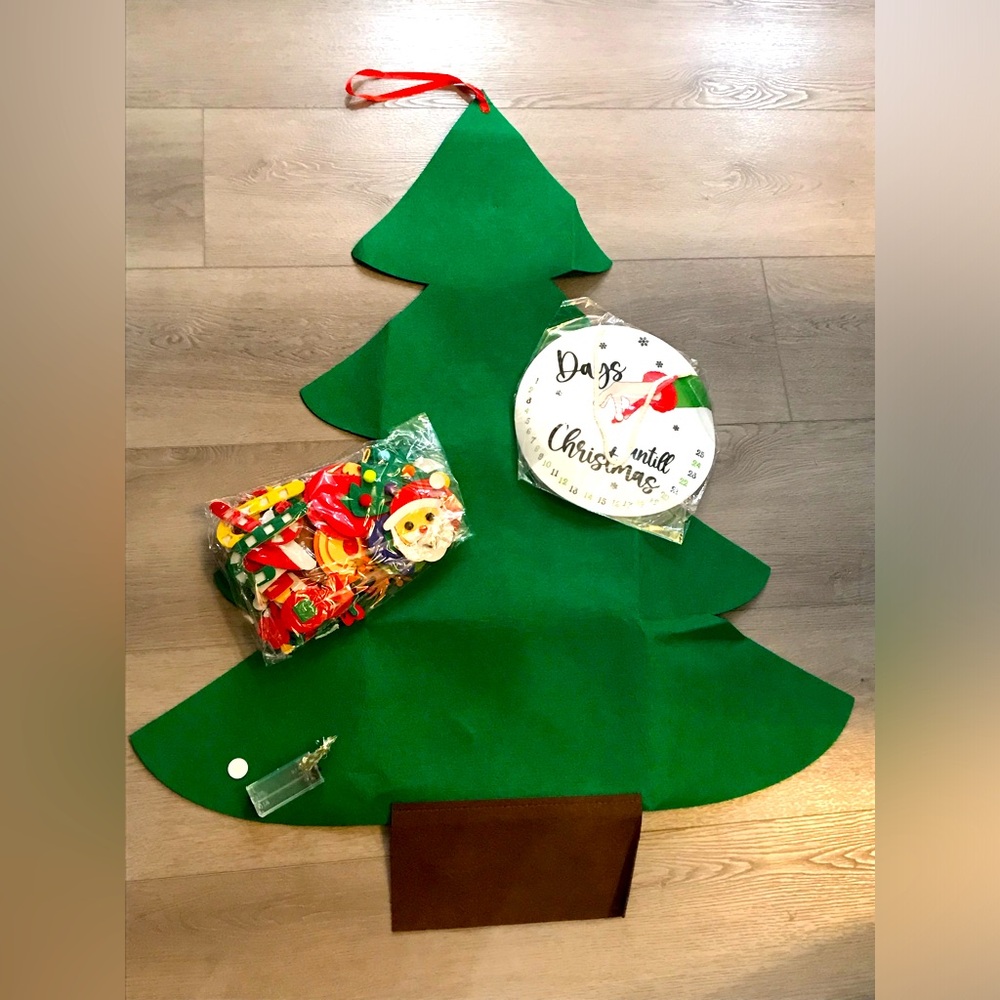 Days until Christmas countdown clock calendar tree attachable velcro decoration